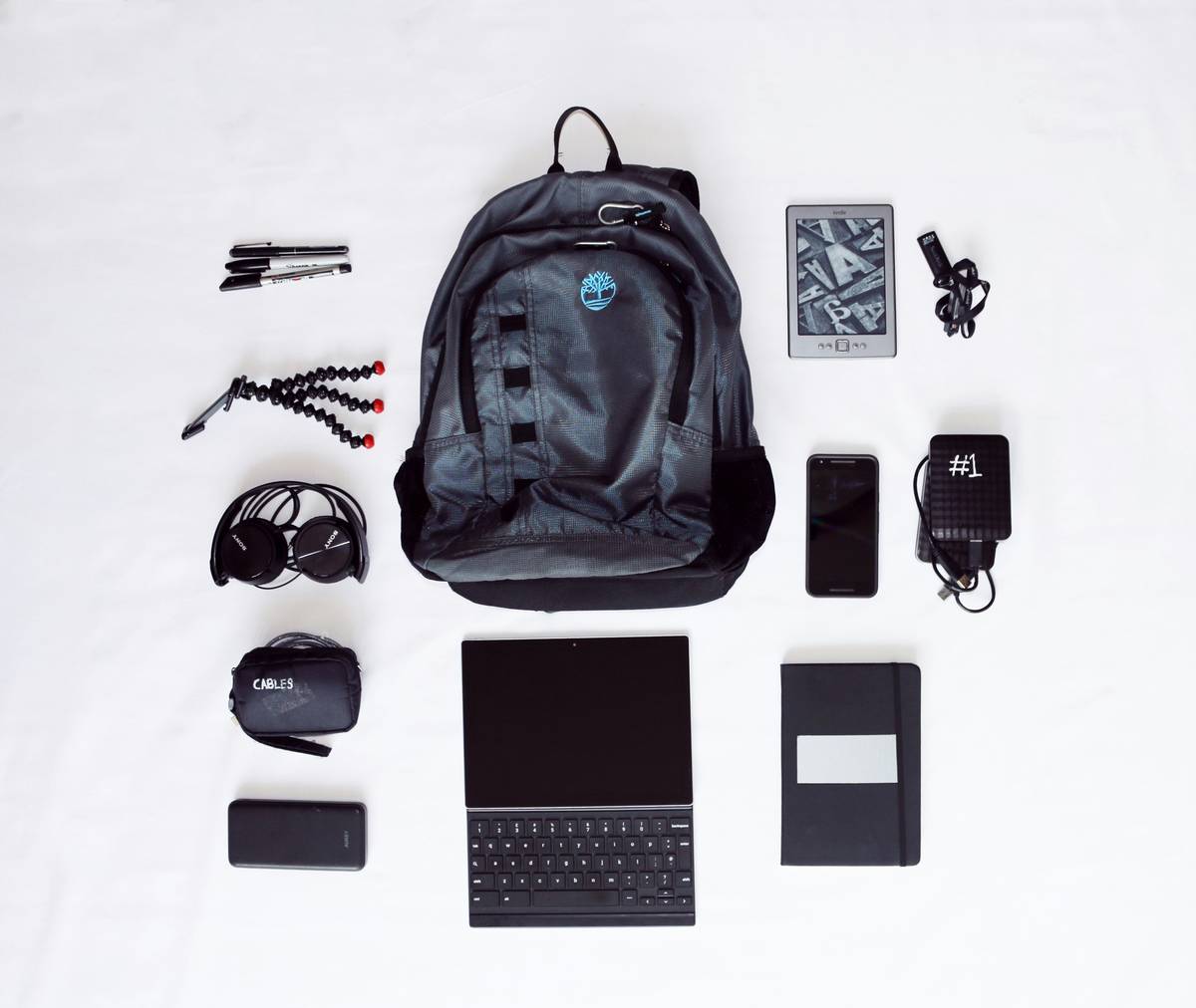 vlogging gear packing tips showing neatly organized camera, mics, batteries, and cables in a compact travel case